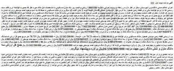 مزایده فروش یک منزل مسکونی