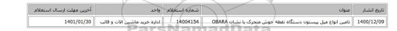 تامین انواع میل پیستون دستگاه نقطه جوش متحرک با نشان OBARA