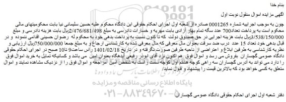 مزایده تعداد 15 عدد درب ضد سرقت