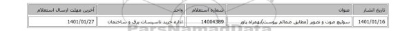 سوئیچ صوت و تصویر (مطابق ضمائم پیوست)بهمراه پاور