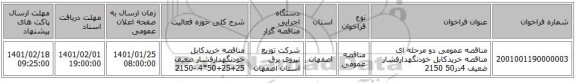 مناقصه عمومی دو مرحله ای مناقصه خریدکابل خودنگهدارفشار ضعیف 4در50 2150
