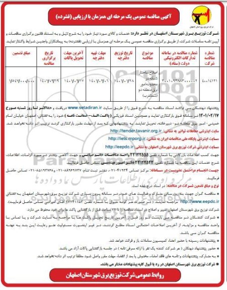 مناقصه، مناقصه اصلاح ساختار شبکه در محدوده امور برق منطقه دو (شمالغرب)