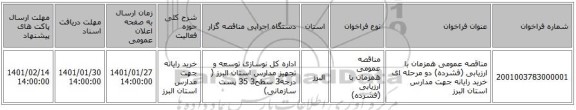 مناقصه عمومی همزمان با ارزیابی (فشرده) دو مرحله ای خرید رایانه جهت مدارس استان البرز