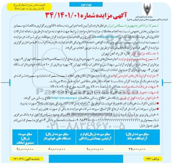 مزایده اجاره بهره برداری از محل آرایشگاه مردانه...