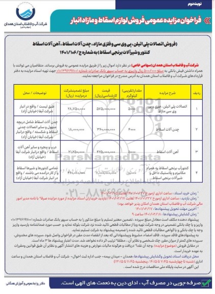 فراخوان مزایده آهن آلات اسقاط - نوبت دوم 