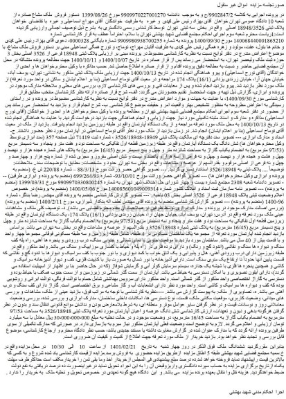 مزایده فروش شش دانگ یک دستگاه آپارتمان