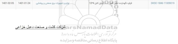 استعلام، استعلام قرقره نگهدارنده تراول کابل - تراول کابل 4 * 10 