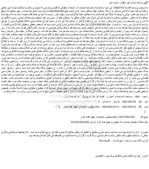 مزایده فروش ملک