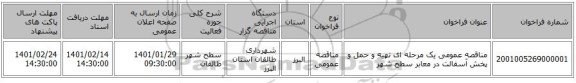 مناقصه عمومی یک مرحله ای تهیه و حمل و پخش آسفالت در معابر سطح شهر