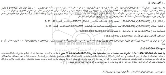مزایده فروش 32 عدد پانل خورشیدی 385- TBM72 برند تابان انرژی و...