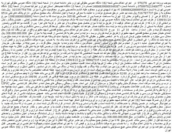 مزایده عرصه واعیان ششدانگ  یک مجتمع مسکونی