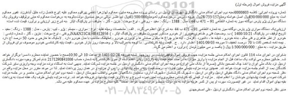 مزایده فروش یک دستگاه سواری پژو پارس دوگانه سوز  