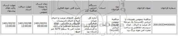 مناقصه عمومی همزمان با ارزیابی (فشرده) یک مرحله ای مرمت و احیای ، ایجاد سیستم حفاظتی و ساخت مخزن امن موزه بزرگ یزد