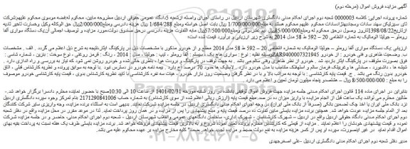 مزایده فروش یک دستگاه سواری آلفا رومئو – جولیتا اتوماتیک 