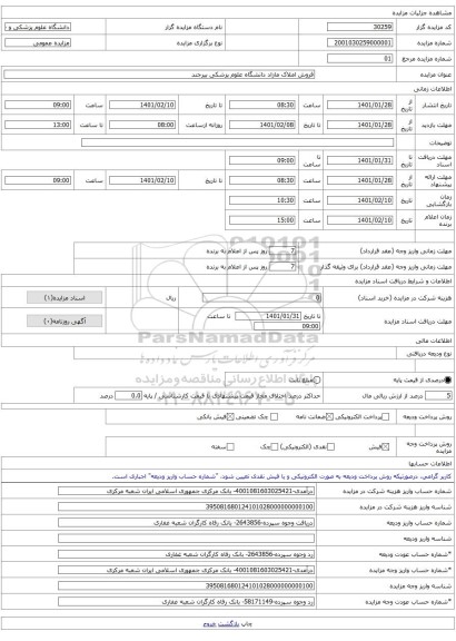 فروش املاک مازاد دانشگاه علوم پزشکی بیرجند