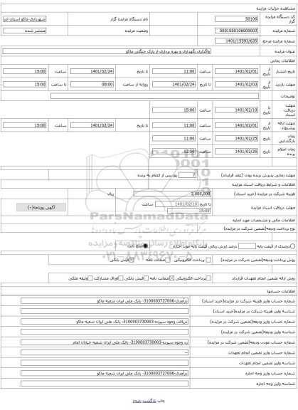 واگذاری نگهداری و بهره برداری از پارک جنگلی ماکو 
