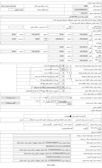 مزایده ، فروش طلا به وزن 56/7294