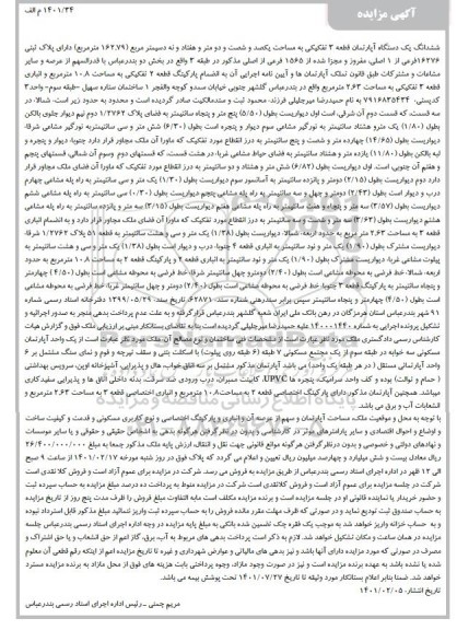 مزایده ششدانگ یک دستگاه آپارتمان قطعه 3 تفکیکی به پلاک ثبتی 16276 فرعی از 1 اصلی 