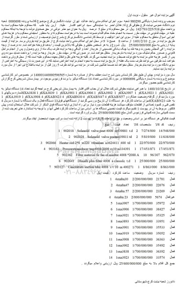 مزایده فروش تعداد 14 دستگاه دیالیز با برند فرزنیوس