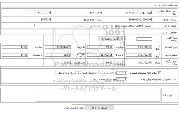  لیست کالاهای اسقاط مبلمان اداری