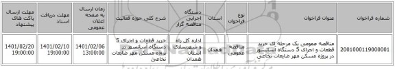 مناقصه عمومی یک مرحله ای خرید قطعات و اجرای 5 دستگاه آسانسور در پروژه مسکن مهر ضایعات نخاعی
