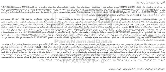 مزایده فروش ششدانگ ملک تجاری (دوباب مغازه) به پلاک ثبتی یک فرعی از 5501 اصلی 