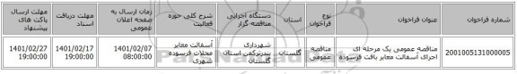 مناقصه عمومی یک مرحله ای اجرای آسفالت معابر بافت فرسوده