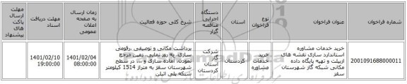 مناقصه، خرید خدمات مشاوره استاندارد سازی نقشه های ازبیلت و تهیه پایگاه داده مکانی شبکه گاز شهرستان سقز