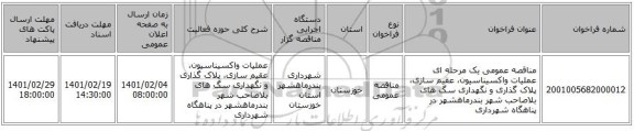 مناقصه، مناقصه عمومی یک مرحله ای عملیات واکسیناسیون، عقیم سازی، پلاک گذاری و نگهداری سگ های بلاصاحب شهر بندرماهشهر در پناهگاه شهرداری