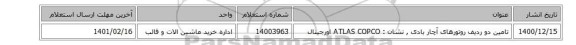 تامین دو ردیف روتورهای آچار بادی , نشان :  ATLAS COPCO  اورجینال
