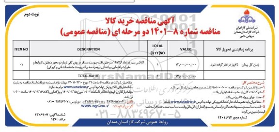 مناقصه خرید کانکس سیار  - نوبت دوم