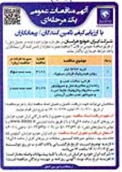 مناقصه  خرید 9363 لیتر روغن هیدرولیک فرمان سینوپک و...