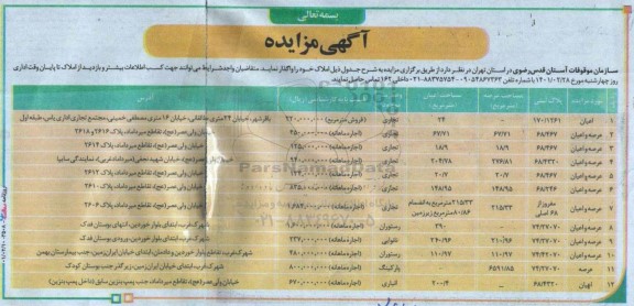 مزایده، مزایده عمومی واگذاری املاک 
