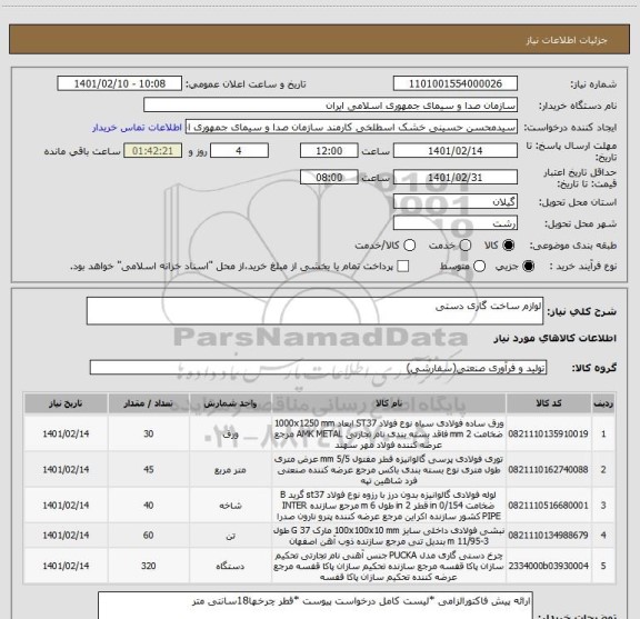 استعلام لوازم ساخت گاری دستی 
