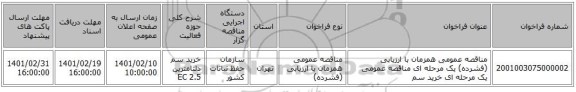 مناقصه، مناقصه عمومی همزمان با ارزیابی (فشرده) یک مرحله ای مناقصه عمومی یک مرحله ای خرید سم