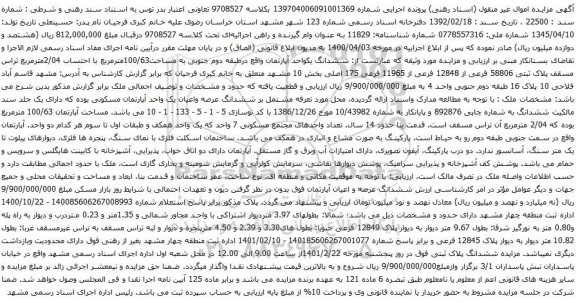 آگهی مزایده ششدانگ عرصه واعیان یک واحد آپارتمان مسکونی