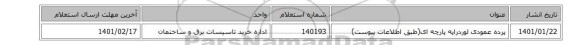 پرده عمودی لوردراپه پارچه ای(طبق اطلاعات پیوست)