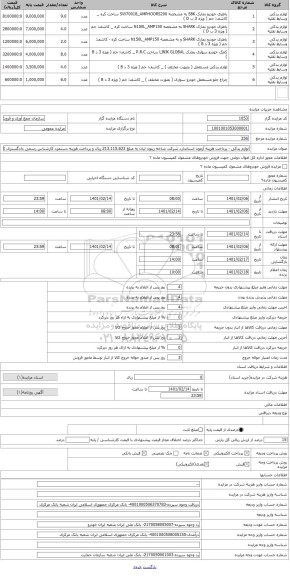 مزایده ، لوازم یدکی - پرداخت هزینه آزمون استاندارد شرکت شاخه زیتون لیان به مبلغ 213.115.623 ریال و پرداخت هزینه دستمزد کارشناس ر