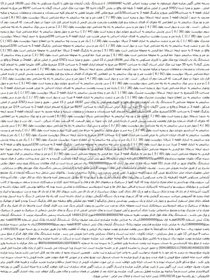 ششدانگ یکباب آپارتمان نوع طلق با کاربری مسکونی به پلاک ثبتی 18195 فرعی از 15 اصلی