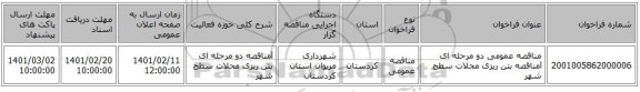 مناقصه، مناقصه عمومی دو مرحله ای lمناقصه بتن ریزی محلات سطح شهر