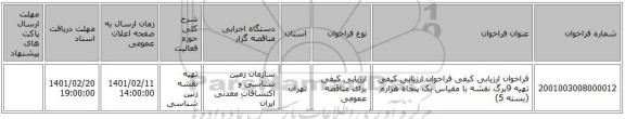 مناقصه، فراخوان ارزیابی کیفی فراخوان ارزیابی کیفی تهیه  9برگ نقشه با مقیاس یک پنجاه هزارم (بسته 5)