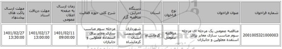 مناقصه، مناقصه عمومی یک مرحله ای مرحله سوم مناسب سازی معابر برای استفده معلولین و جانبازان 