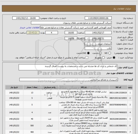 استعلام کد خدماتی و ایران کد ها مشابه می باشد و مشخصات به پیوست الصاق گردیده 