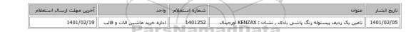 تامین یک ردیف پیستوله ‎رنگ پاشی‏ ‎بادی , نشان : KENZAX اورجینال