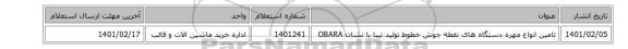 تامین انواع مهره دستگاه های نقطه جوش خطوط تولید تیبا با نشان OBARA