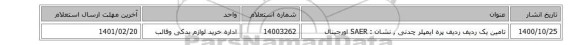 تامین یک ردیف ردیف پره ایمپلر چدنی ,  نشان : SAER اورجینال