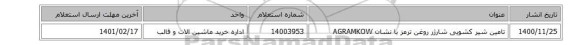 تامین شیر ‎کشویی‏ شارژر روغن ترمز با نشان AGRAMKOW‎