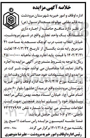خلاصه منافع حاصله از اجاره داری (بدون اعطای سرقفلی) ششدانگ یک واحد تجاری