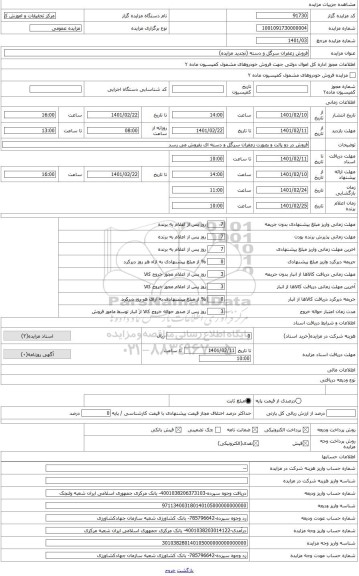 مزایده ، فروش زعفران سرگل