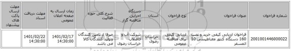 مناقصه، فراخوان ارزیابی کیفی خرید و نصب 160 دستگاه کنتور مغناطیسی 10 اتمسفر 